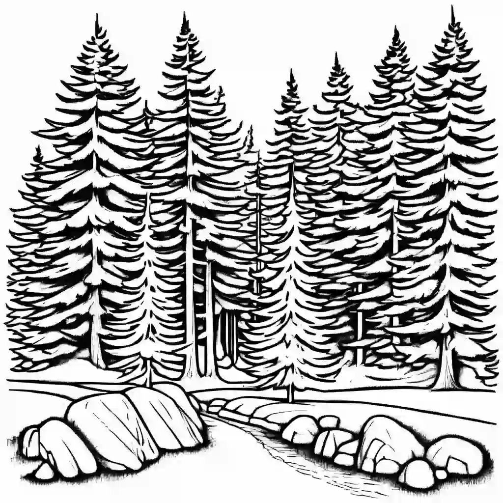 Conifers coloring pages